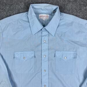 Sheplers Shirt Mens 2XL Light Blue Long Sleeve Western Pearl Snap Cowboy